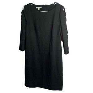 RSVP by Talbots Women's Shift Dress Black A-Line 3/4 Scalloped Sleeve Black 8P